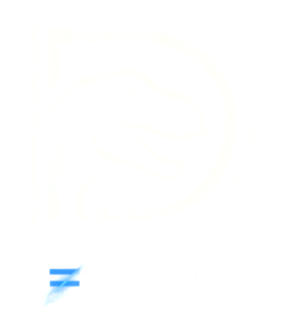 Deinorus logo: a D with a dinosaur head